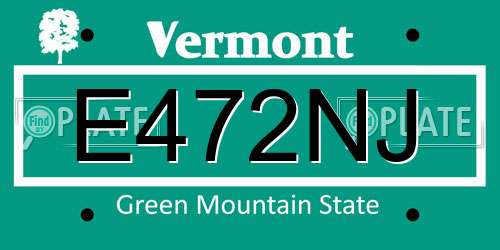 E472NJ Vermont License Plate