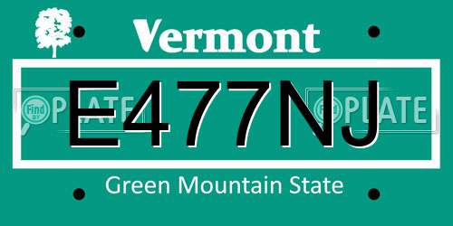 E477NJ Vermont License Plate