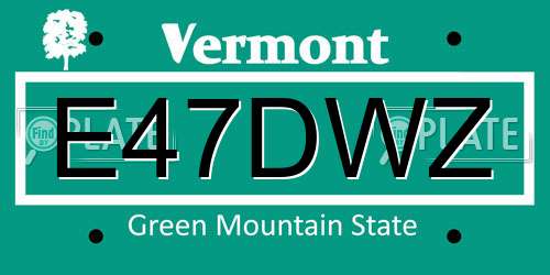 E47DWZ Vermont License Plate