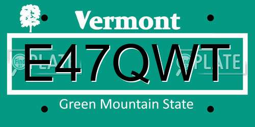 E47QWT Vermont License Plate