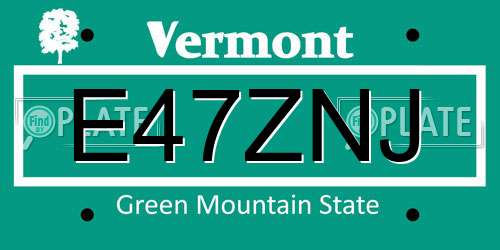 E47ZNJ Vermont License Plate