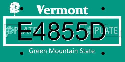 E4855D Vermont License Plate