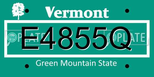 E4855Q Vermont License Plate