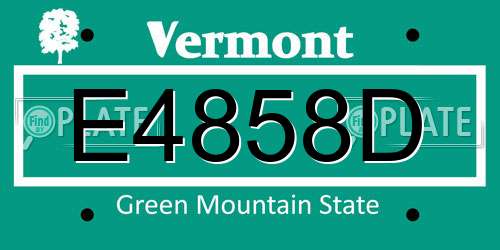 E4858D Vermont License Plate