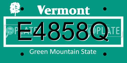 E4858Q Vermont License Plate