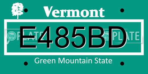 E485BD Vermont License Plate