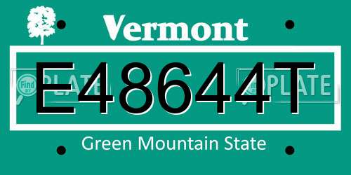 E48644T Vermont License Plate