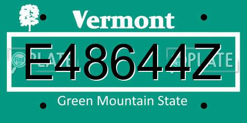 E48644Z Vermont License Plate