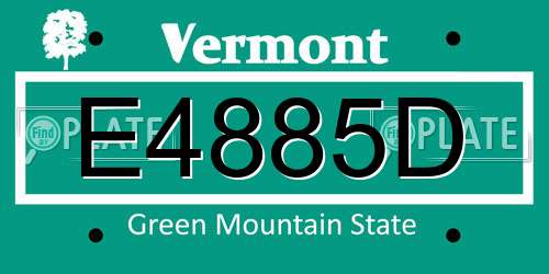 E4885D Vermont License Plate