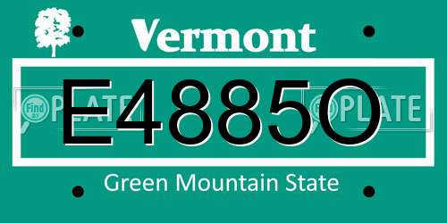E4885O Vermont License Plate
