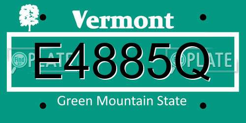 E4885Q Vermont License Plate