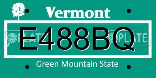 E488BQ Vermont License Plate