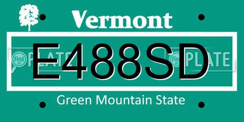 E488SD Vermont License Plate