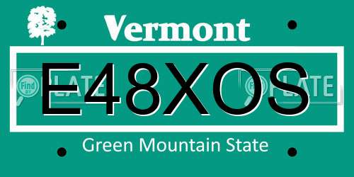 E48XOS Vermont License Plate