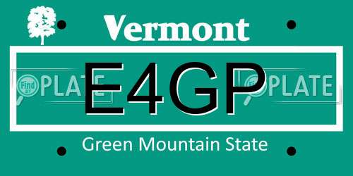 E4GP Vermont License Plate