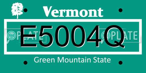 E5004Q Vermont License Plate
