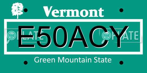 E50ACY Vermont License Plate