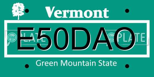 E50DAO Vermont License Plate