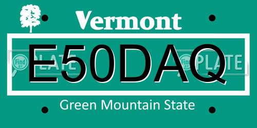 E50DAQ Vermont License Plate
