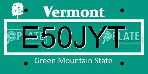 E50JYT Vermont License Plate