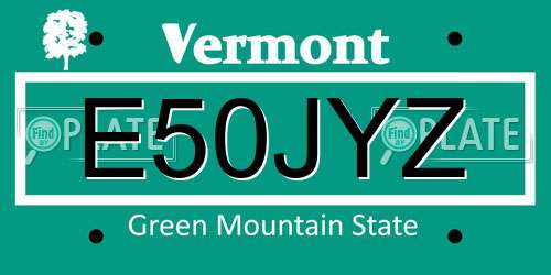 E50JYZ Vermont License Plate