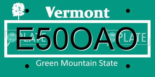 E50OAO Vermont License Plate