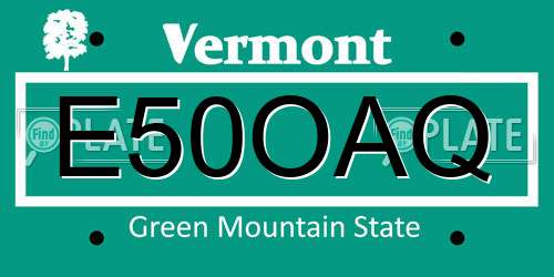 E50OAQ Vermont License Plate