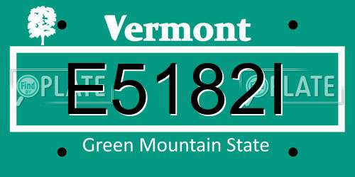 E5182I Vermont License Plate