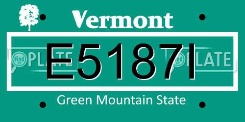 E5187I Vermont License Plate
