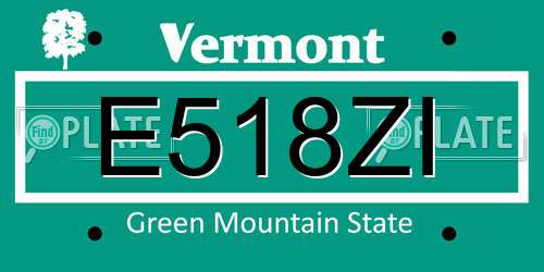 E518ZI Vermont License Plate