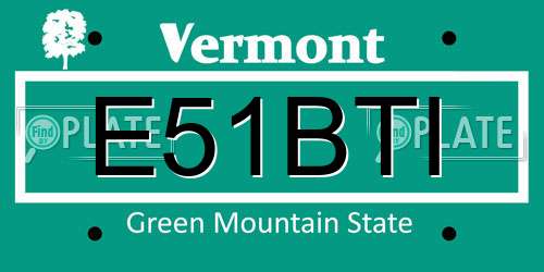 E51BTI Vermont License Plate