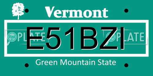E51BZI Vermont License Plate