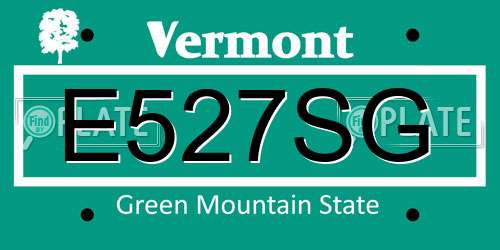 E527SG Vermont License Plate