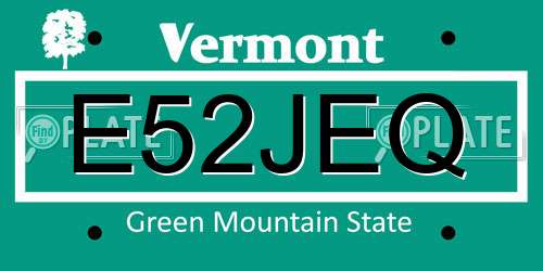 E52JEQ Vermont License Plate