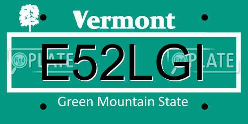 E52LGI Vermont License Plate