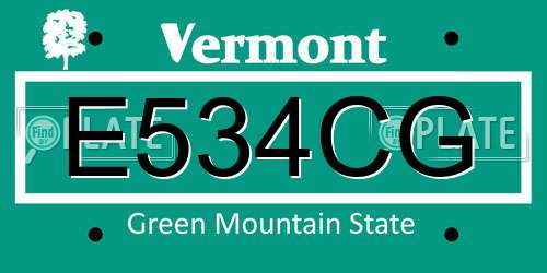 E534CG Vermont License Plate