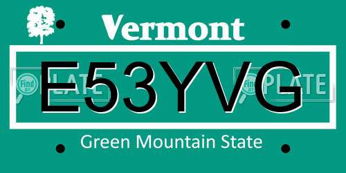 E53YVG Vermont License Plate