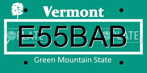 E55BAB Vermont License Plate