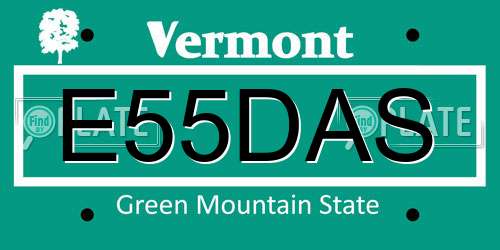 E55DAS Vermont License Plate