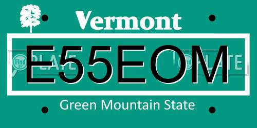 E55EOM Vermont License Plate