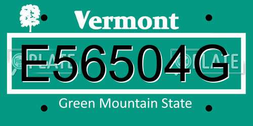 E56504G Vermont License Plate