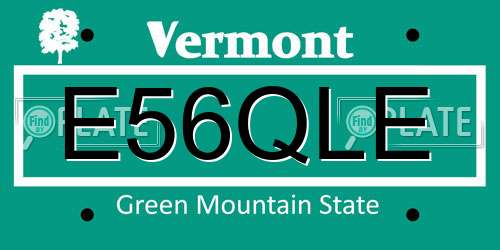 E56QLE Vermont License Plate