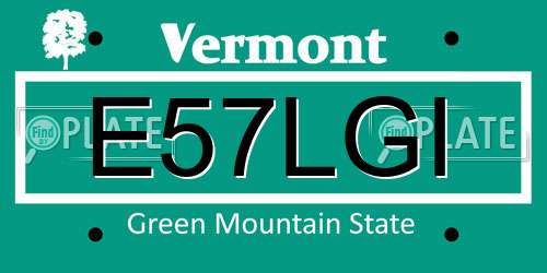 E57LGI Vermont License Plate