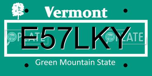 E57LKY Vermont License Plate