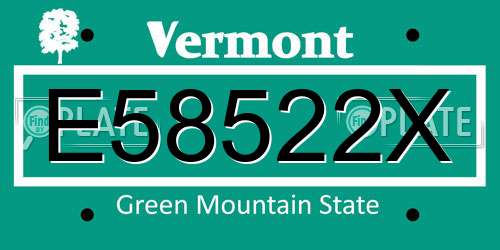 E58522X Vermont License Plate