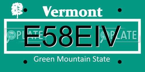 E58EIV Vermont License Plate
