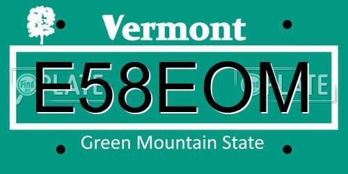 E58EOM Vermont License Plate
