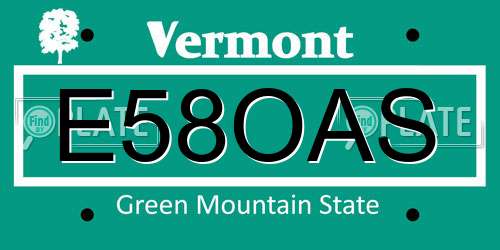 E58OAS Vermont License Plate