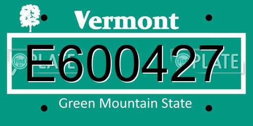 E600427 Vermont License Plate