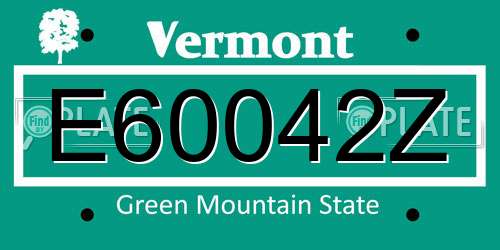 E60042Z Vermont License Plate